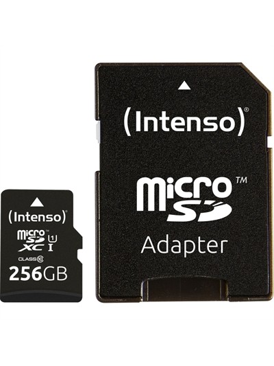 Tarjeta micro sd intenso 256gb uhs - i cl10 + adaptador sd