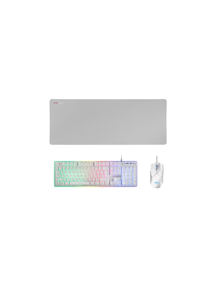Kit teclado + raton mars gaming mcpxwpt rgb blanco + alfombrilla portugues Kit teclado + raton mars gaming mcpxwpt rgb blanco + alfombrilla portugues
