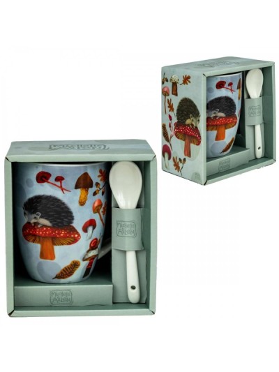 Taza de cerámica con cuchara enesco erizo
