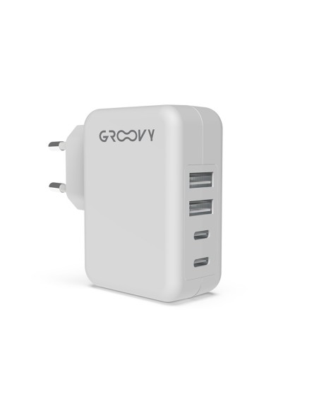 Cargador de pared groovy 2 usb + 2 usb-c 4.8a color blanco