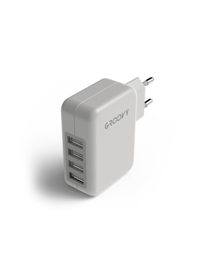 Cargador de pared groovy 2 usb + 2 usb-c 4.8a color blanco