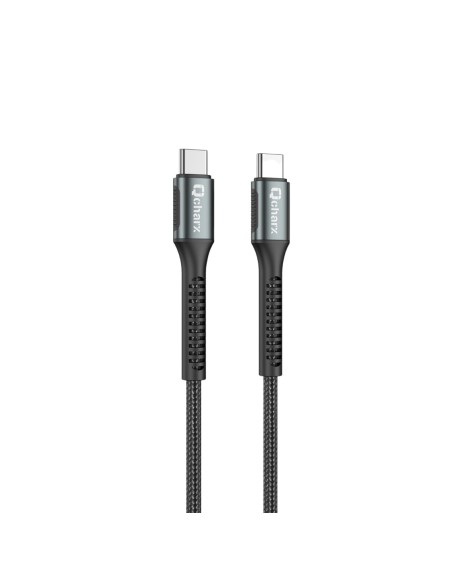 Cable qcharx prague tipo c a tipo c 3a 60w - 1 m - aleación de aluminio negro cordón de tela suave