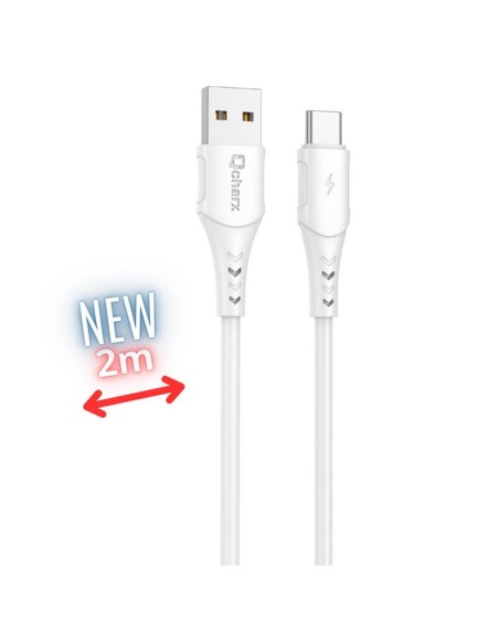 Cable qcharx athens usb tipo c a usb tipo a - 2m - pvc blanco