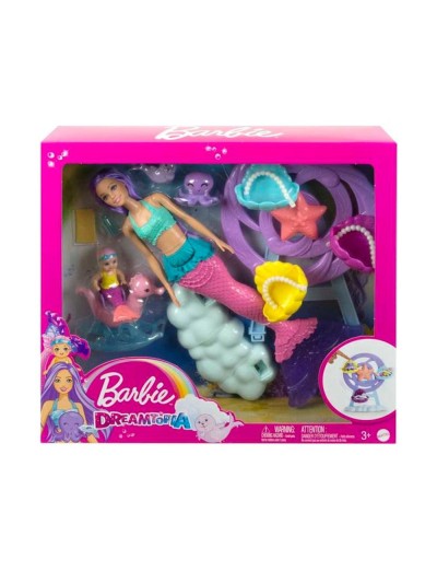 Muñeca barbie mattel sirena juego de cuidado con merbaby y foca