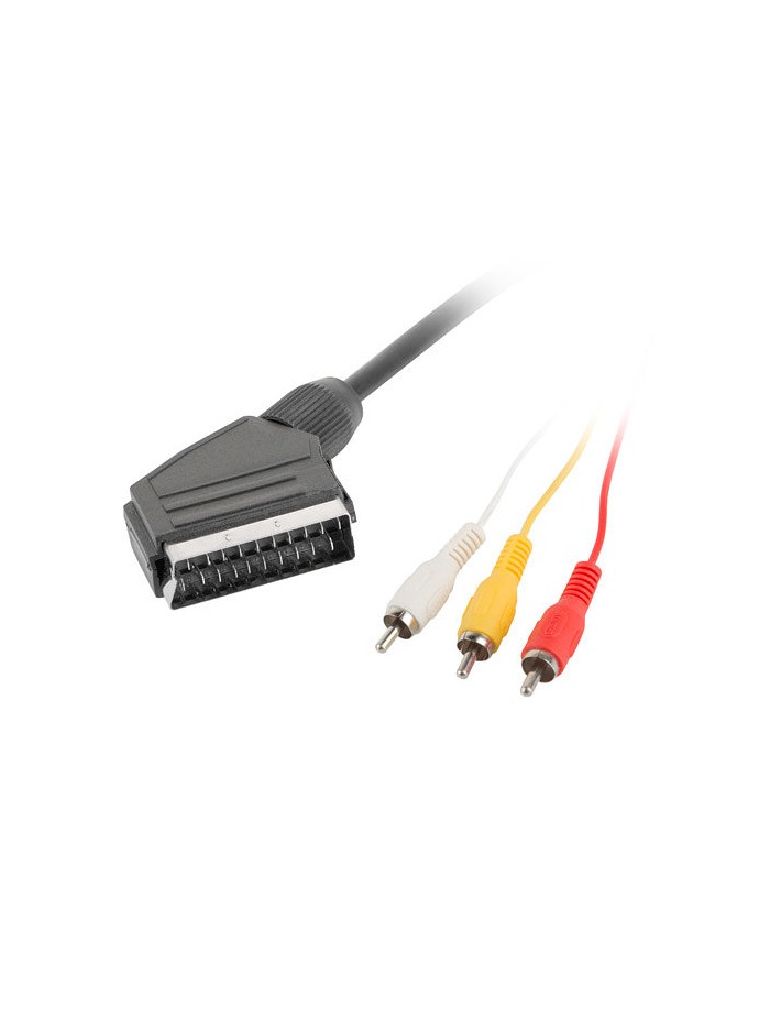 Cable euroconector lanberg macho - 3x rca macho 1.8m Cable euroconector lanberg macho - 3x rca macho 1.8m