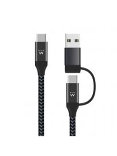 Cable usb ewent usb tipo c a usb tipo c - tipo a macho - macho 1m