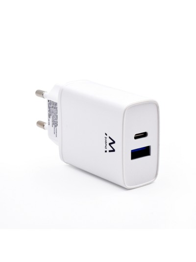 Cargador rapido ewent ew1321 q3 20w usb tipo a usb tipo c