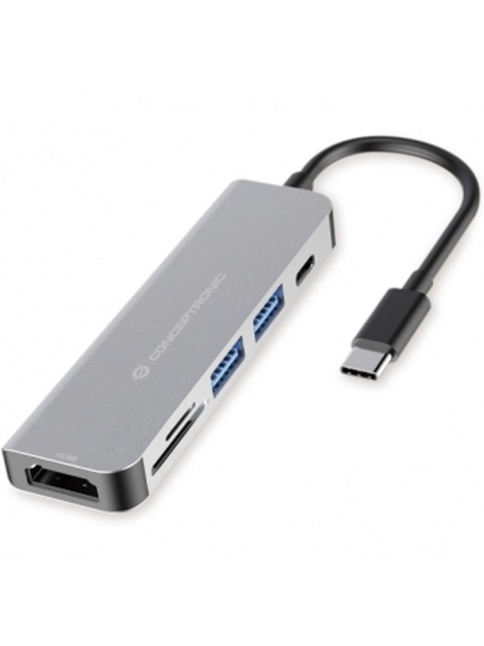 Adaptador hub 6 en 1 conceptronic usb tipo c a hdmi - usbc - usb 3.0 - sd - tf Adaptador hub 6 en 1 conceptronic usb tipo c a hdmi - usbc - usb 3.0 - sd - tf