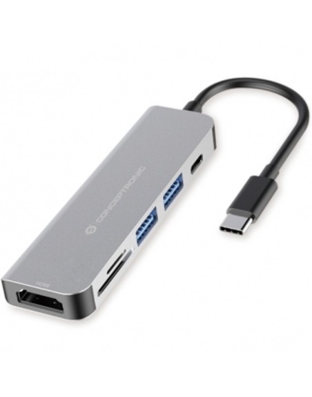 Adaptador hub 6 en 1 conceptronic usb tipo c a hdmi - usbc - usb 3.0 - sd - tf