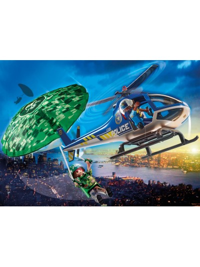 Playmobil ciudad helicoptero de policia persecucion en paracaidas