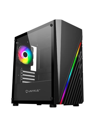 Caja ordenador gaming unykach mini glayze argb stripe - black micro atx