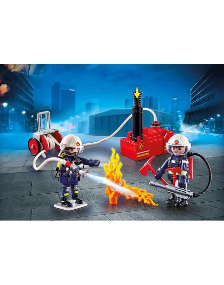 Playmobil ciudad accion - bomberos con bomba de agua
