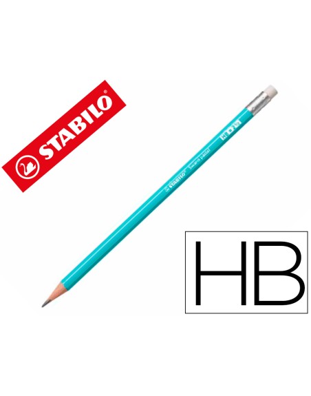 Lapices de grafito con goma stabilo swano mina 2,2 mm dureza hb azul pastel