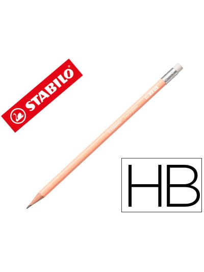 Lapices de grafito con goma stabilo swano mina 2,2 mm dureza hb melocoton pastel