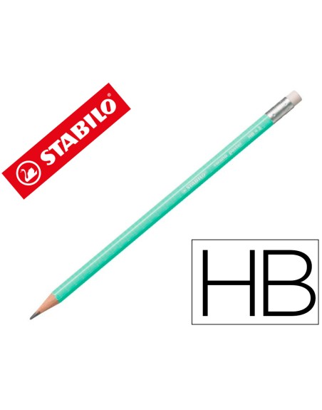 Lapices de grafito con goma stabilo swano mina 2,2 mm dureza hb verde pastel