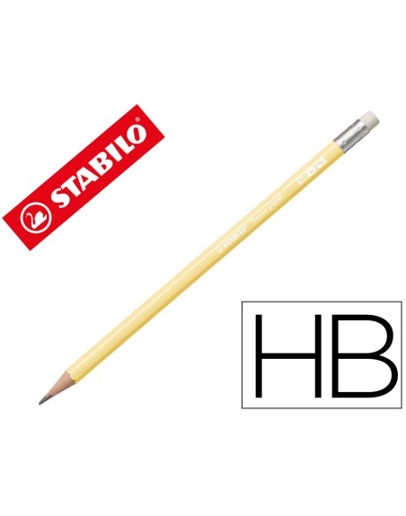 Lapices de grafito con goma stabilo swano mina 2,2 mm dureza hb amarillo pastel