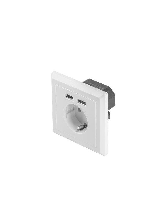 Roseta pared lanberg 230v schuko 16a 2x usb 2.1 a blanco Roseta pared lanberg 230v schuko 16a 2x usb 2.1 a blanco