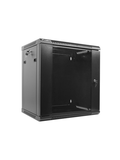 Armario lanberg mural rack 19 pulgadas 12u - 600x450 flat pack v2 negro