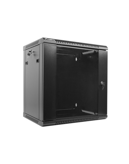 Armario lanberg mural rack 19 pulgadas 12u - 600x450 flat pack v2 negro
