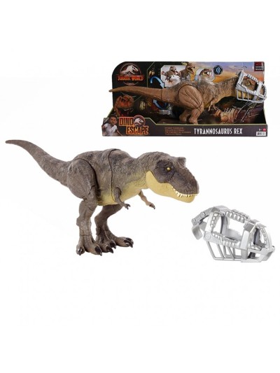 Figura mattel jurassic world dino escape tyrannosaurus rex pisa y ataca