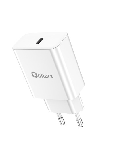 Cargador qcharx chronos 3a 20w puerto tipo c blanco