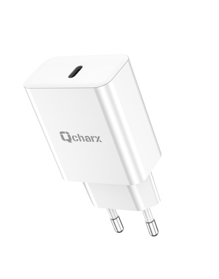 Cargador qcharx chronos 3a 20w puerto tipo c blanco