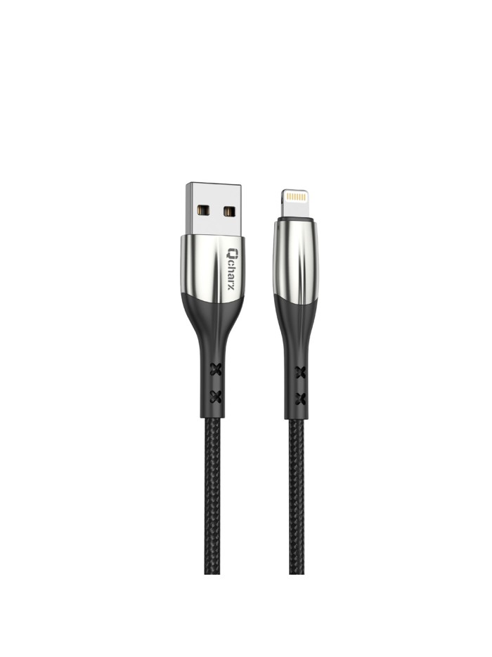 Cable qcharx toronto usb a lightning 3a - 1 m - zinc negro cordon suave Cable qcharx toronto usb a lightning 3a - 1 m - zinc negro cordon suave