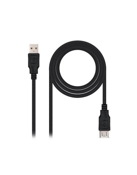 Cable alargador usb nanocable tipo a 2.0 a usb tipo a 2.0 1m - macho - hembra - negro