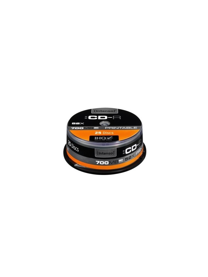 Tarrina de cd - r virgenes intenso printable 700mb 52x 25 unidades Tarrina de cd - r virgenes intenso printable 700mb 52x 25 unidades
