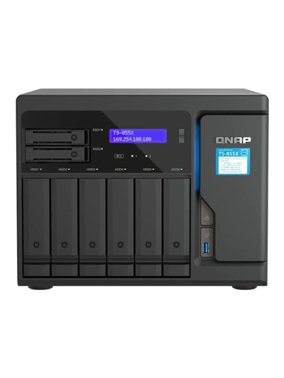 Servidor nas qnap ts - 855x - 8g nas 6+2 bay 2x2.5gbe 4xusb