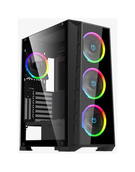 Caja ordenador gaming hiditec mh12 e - atx argb cristal templado negro