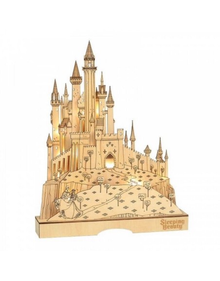 Figura replica enesco disney la bella durmiente castillo iluminado