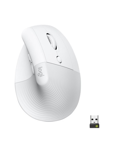 Mouse raton vertical logitech lift for business 6 botones 4000 dpi wireless inalambrico blanco hueso