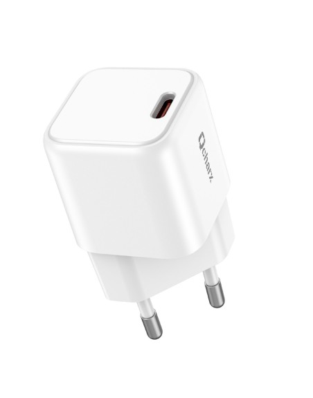 Cargador mini qcharx hera 3a 20w puerto tipo c blanco adaptado a regletas