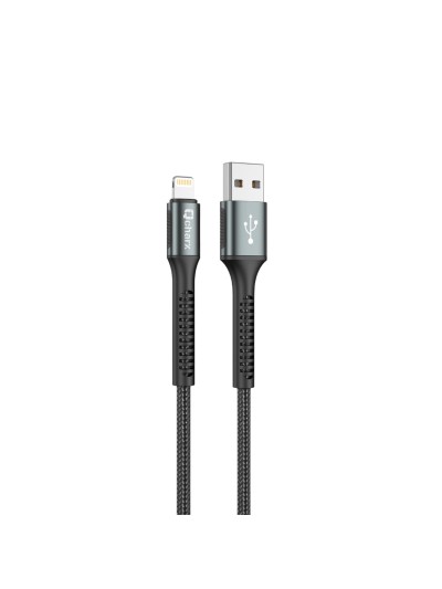Cable qcharx prague usb a lightning 3a - 1 m - aleación de aluminio negro cordón de tela suave