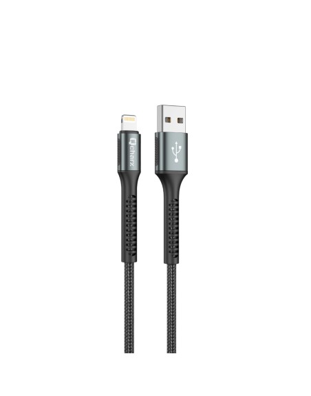 Cable qcharx prague usb a lightning 3a - 1 m - aleación de aluminio negro cordón de tela suave