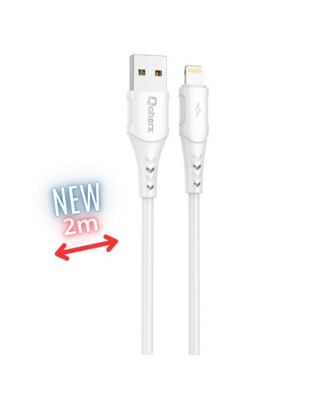 Cable qcharx athens lightning a usb tipo a - 2m - pvc blanco