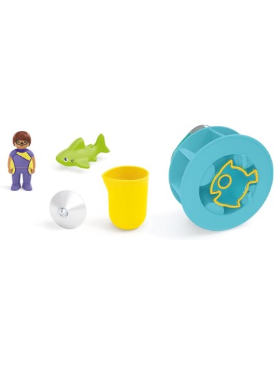 Playmobil junior aqua: rueda de agua con bebé tiburón