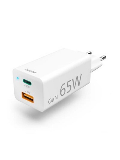 Cargador pared hama gan 65w 1 x usb tipo c 1 x usb tipo a blanco carga rapida