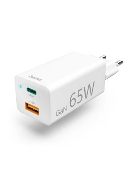 Cargador pared hama gan 65w 1 x usb tipo c 1 x usb tipo a blanco carga rapida