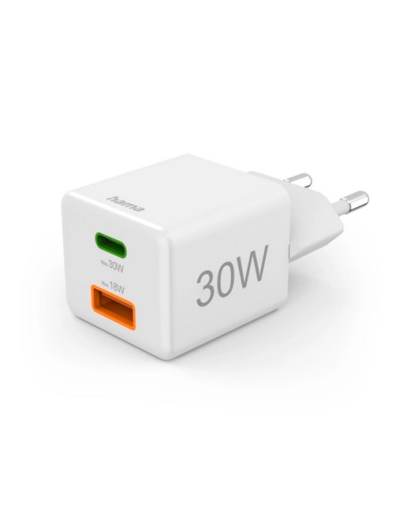 Cargador pared hama 30w 1 x usb tipo c 1 x usb tipo a blanco carga rapida
