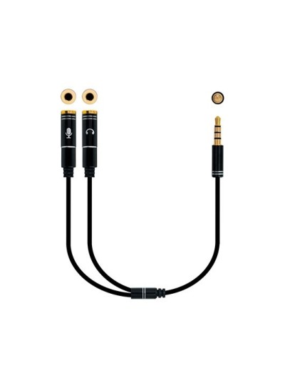 Cable audio 1xjack - 3.5 to 2xjack - 3.5 0.3m nanocable blanco - macho - hembra - 4pin - 3pin
