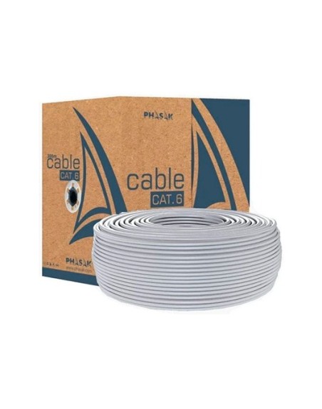 Bobina cable gris phasak utp awg23 100m cat.6 - cca solido - awg 23