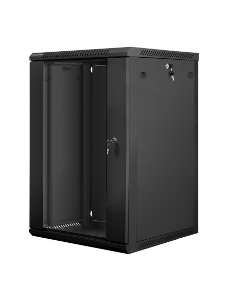 Armario lanberg mural rack 19 pulgadas 18u - 600x600 negro