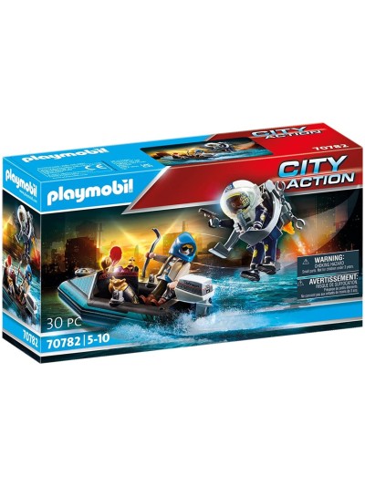 Playmobil policia mochila propulsora: detencion del ladron del arte