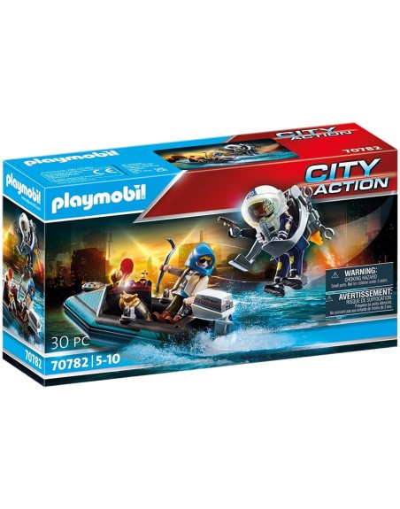 Playmobil policia mochila propulsora: detencion del ladron del arte