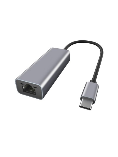 Adaptador de red ewent usb tipo c macho a rj45 hembra gris