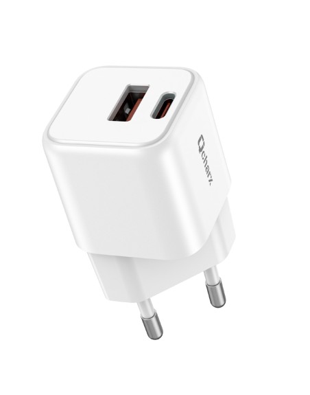 Cargador mini qcharx zeus 3a 20w puerto usb a + tipo c blanco adaptado a regletas