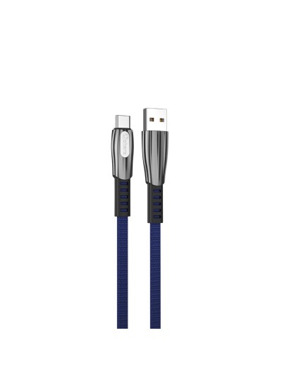 Cable qcharx florence usb a tipo c 3a - 1 m - zinc azul cordón plano premium