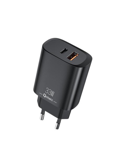 Cargador qcharx eros 3a 33w 1 x usb tipo a - 1 x usb tipo c negro
